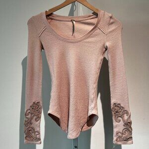 Free People Thermal with Rose Lace Sleeve Detail